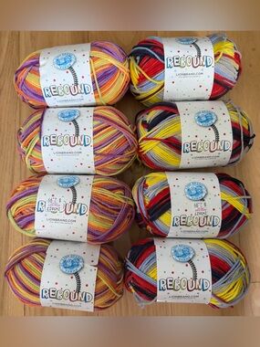 Lion Brand Rebound Yarn Lot 8 Spring Trampoline Discontinued Nylon